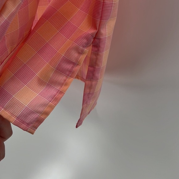Foxcroft Plaid Wrinkle Free Button Down Shirt - Pink/Orange - 10 - Picture 5 of 7